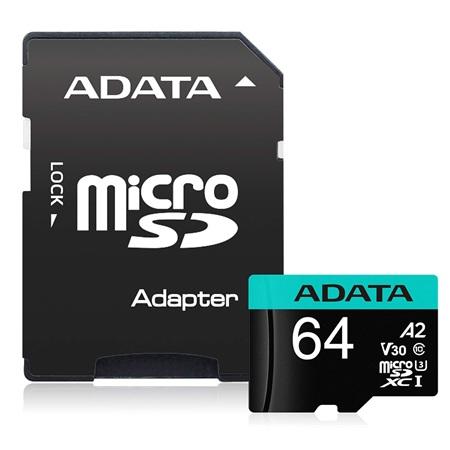 MEMORIA MICRO SD ADATA 64GB UHS-I  AUSDX64GUI3V30SA2-RA1