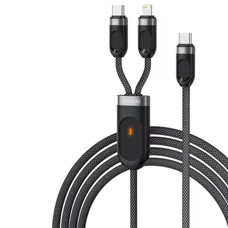 CABLE 2 EN 1 TOOCKI TIPO C A LIGHTNING+C 60W PD60W 1.2M TXCY-YB01