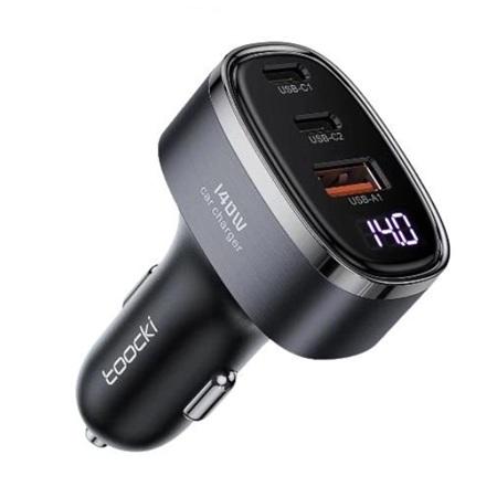 CARGADOR PARA AUTO TOOCKI 140W USB A+ 2C CON PANTALLA DIGITAL TCCAC-TT0H