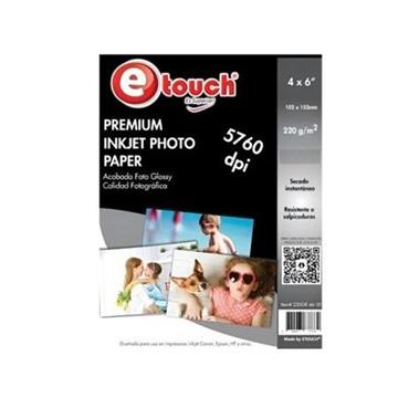 PAPEL FOTOGRAFICO 4X6" ETOUCH 220GR-20 20 HOJAS