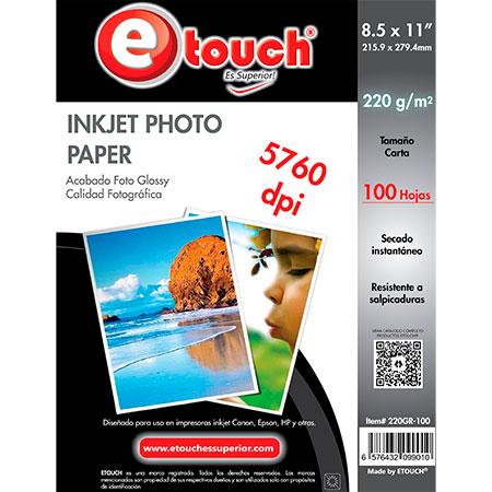 PAPEL FOTOGRAFICO TAMAÑO CARTA ETOUCH 220GR-100