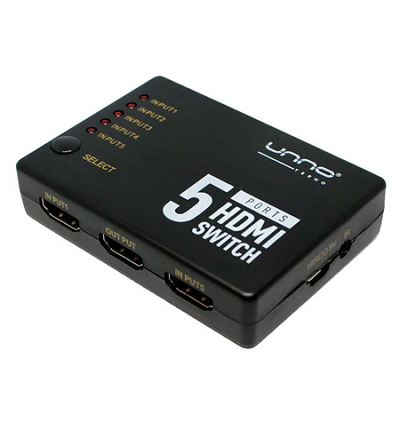 SWITCH 5 PUERTOS UNNO TEKNO HDMI 4K DE HB1203BK